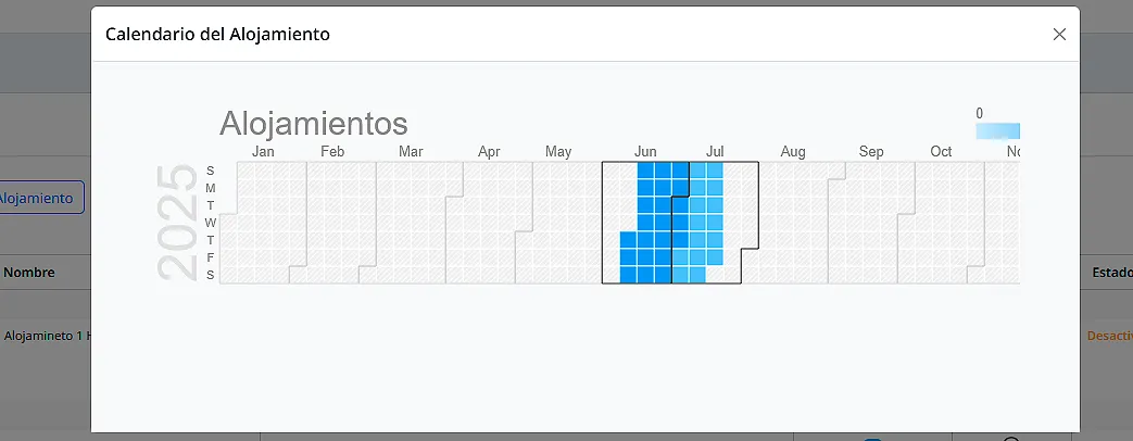Calendario de alojamiento